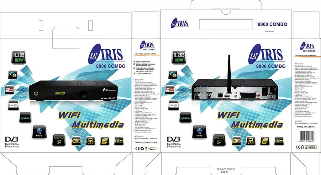 Caja receptor TV satélite IRIS 9800HD Combo